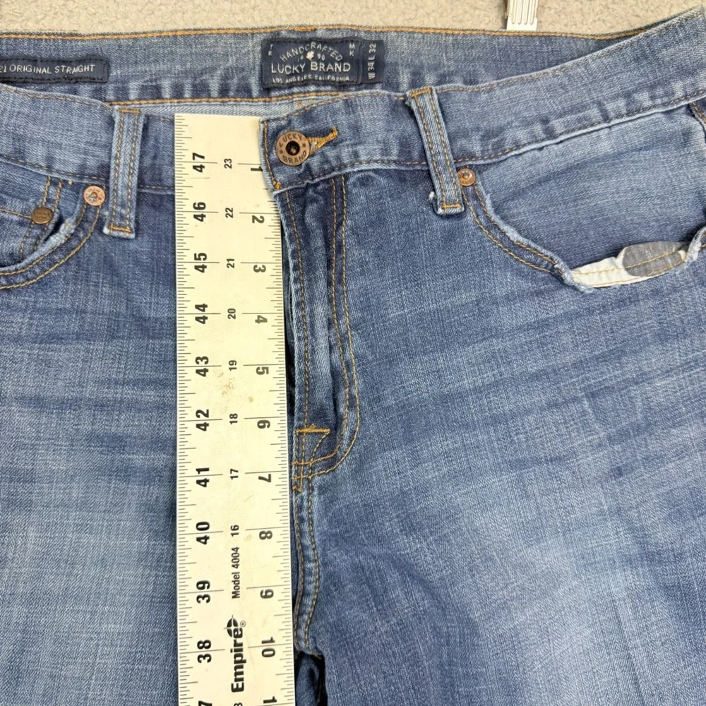 Lucky Brand 221 Original Straight Mens Blue Jeans 34x32 Medium Wash Denim